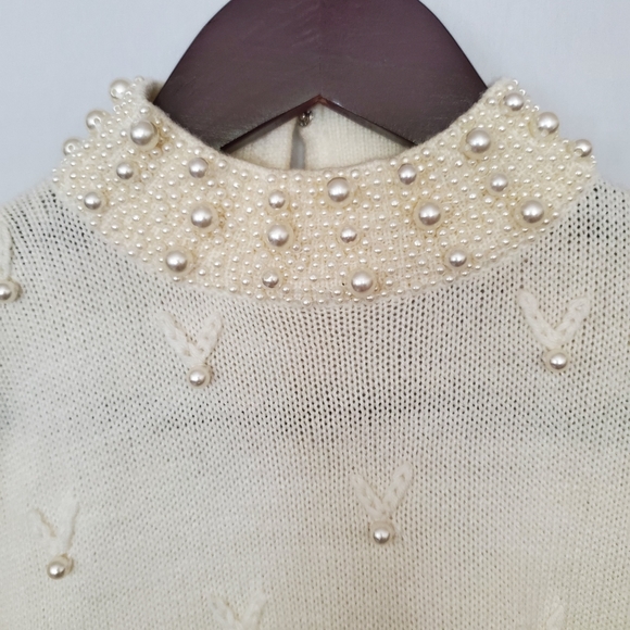 Vintage Peal Embellished Sweater size S - Picture 5 of 8